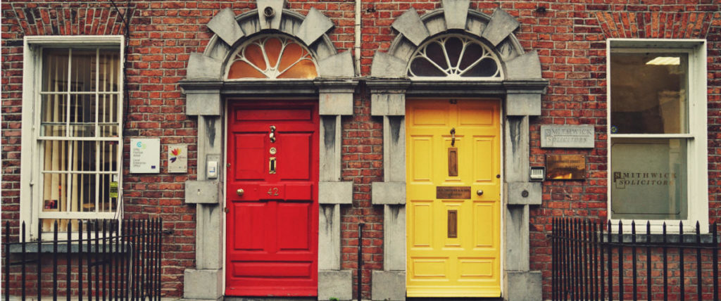 A red and yellow door